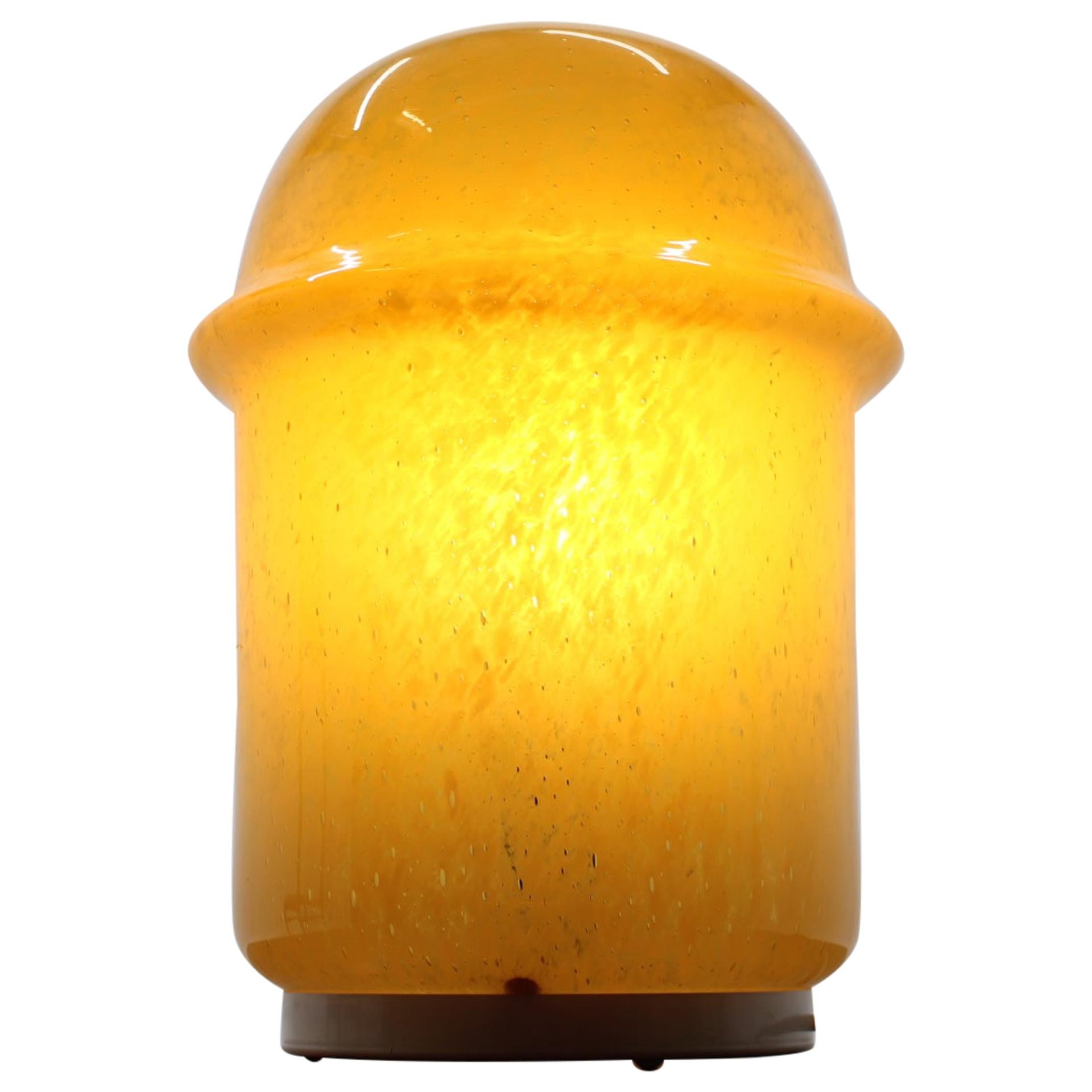 Midcentury Design Yellow Art Glass Table Lamp, 1960s