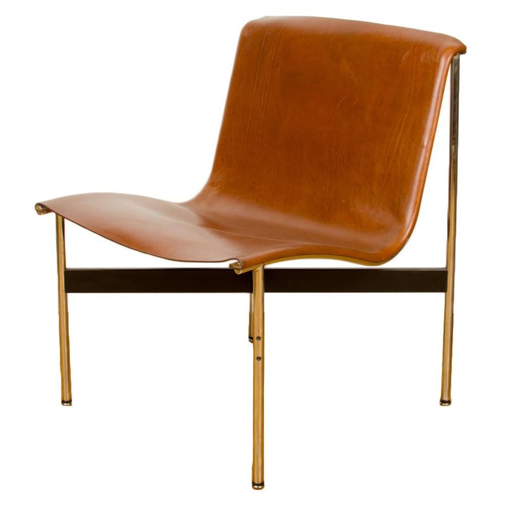 Katavolos Littell, and Kelley design. Leather with bronze finish chair. 