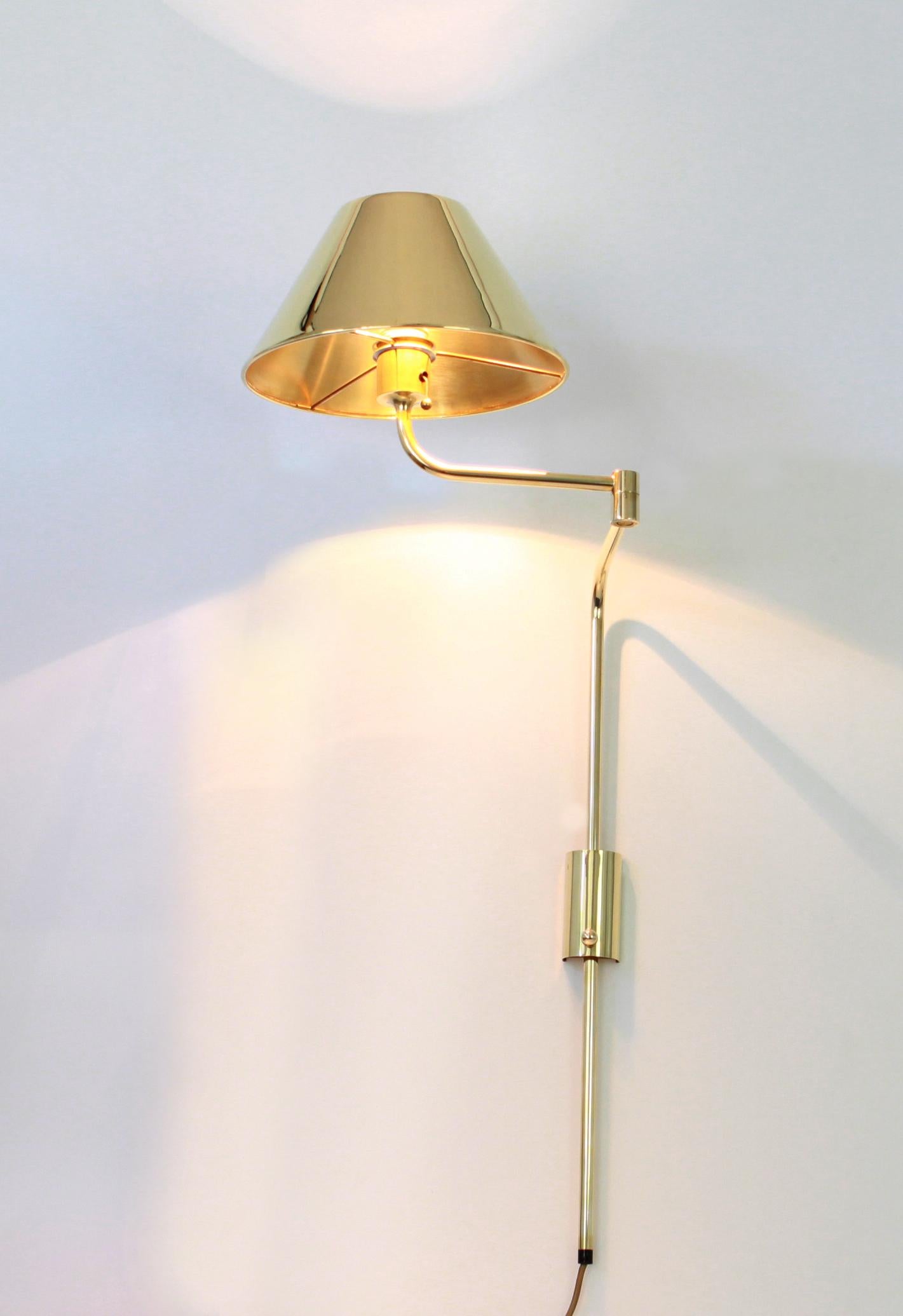 Mid-Century Modern Midcentury Designer Brass Wall Sconces by Florian Schulz, 1980s For Sale
