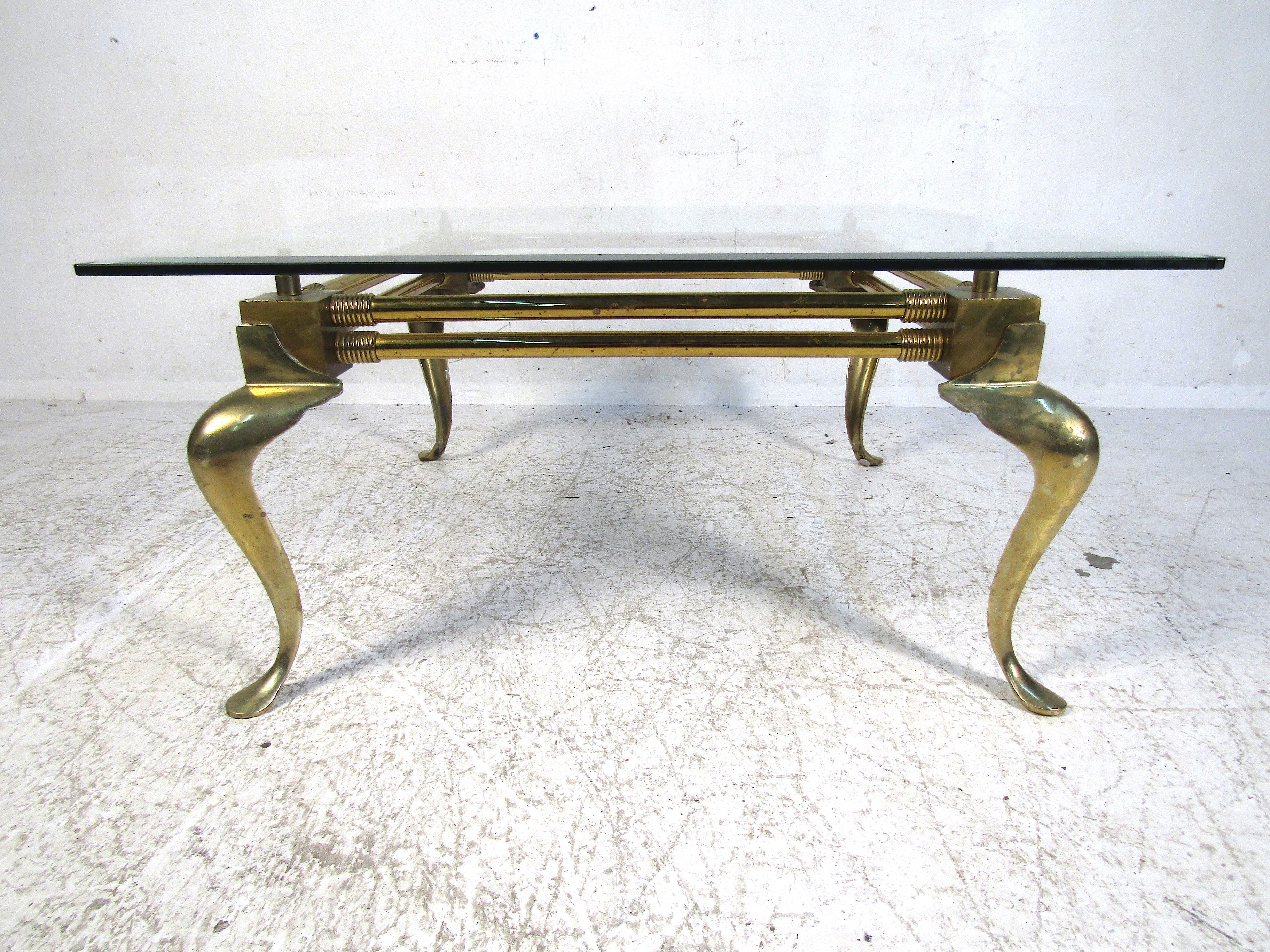 Mid-Century Modern Midcentury Designer Coffee Table in Brass For Sale