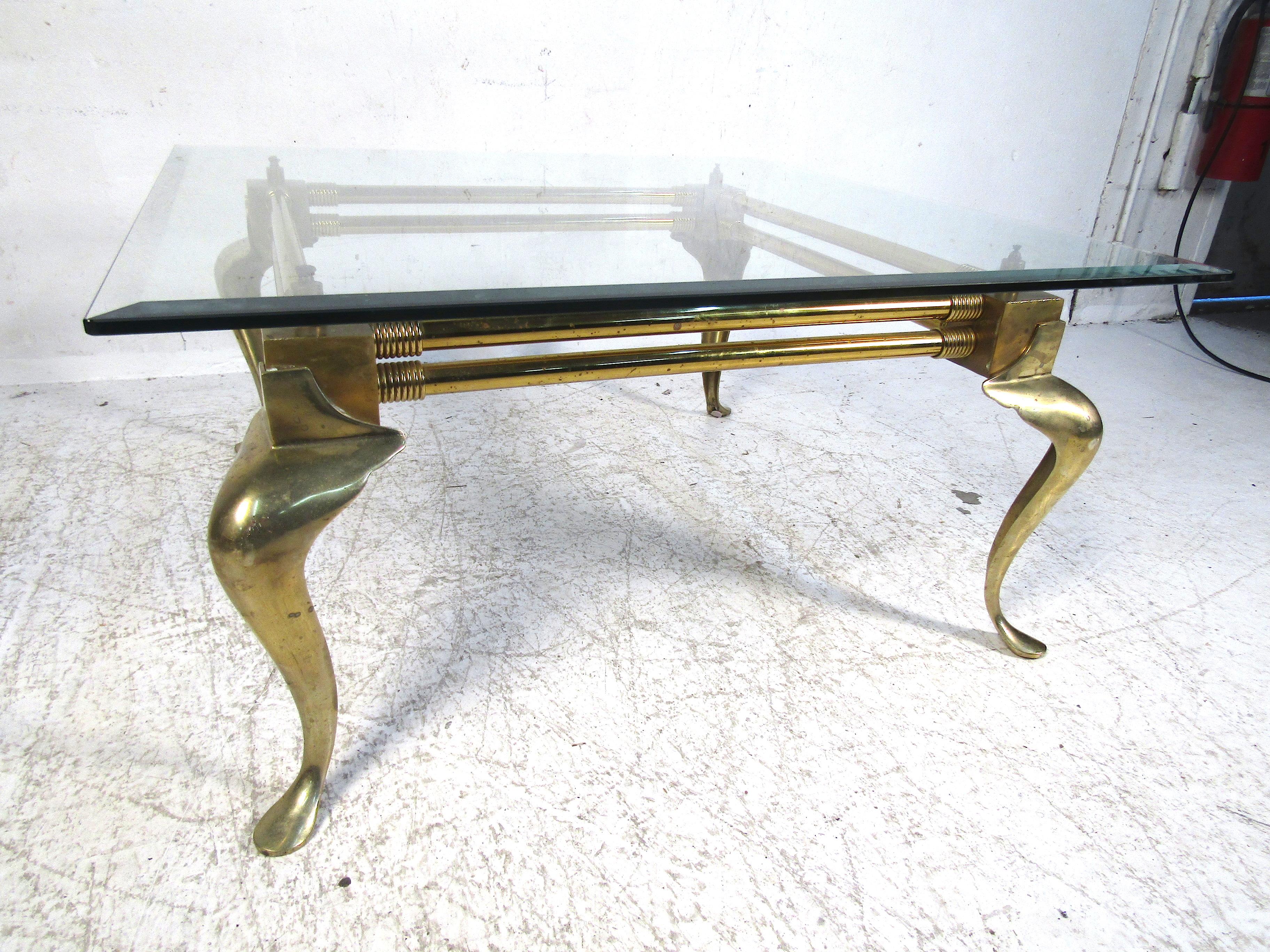 American Midcentury Designer Coffee Table in Brass For Sale