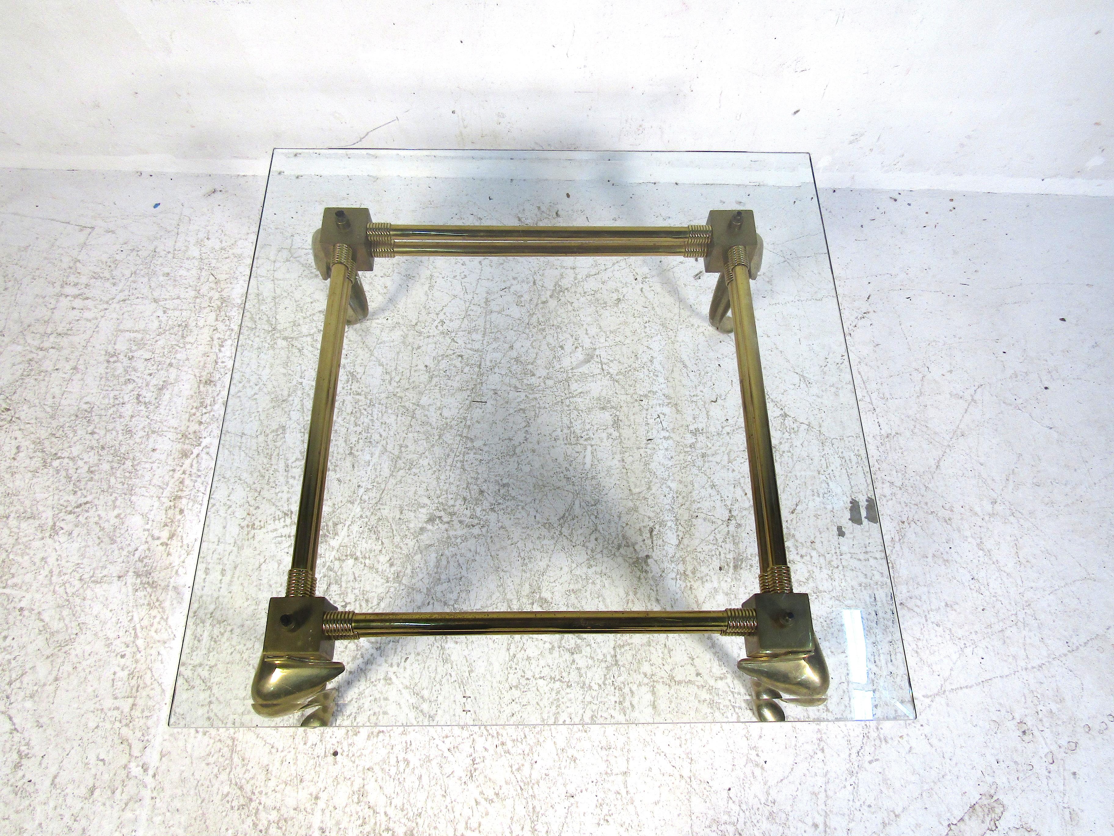20th Century Midcentury Designer Coffee Table in Brass For Sale