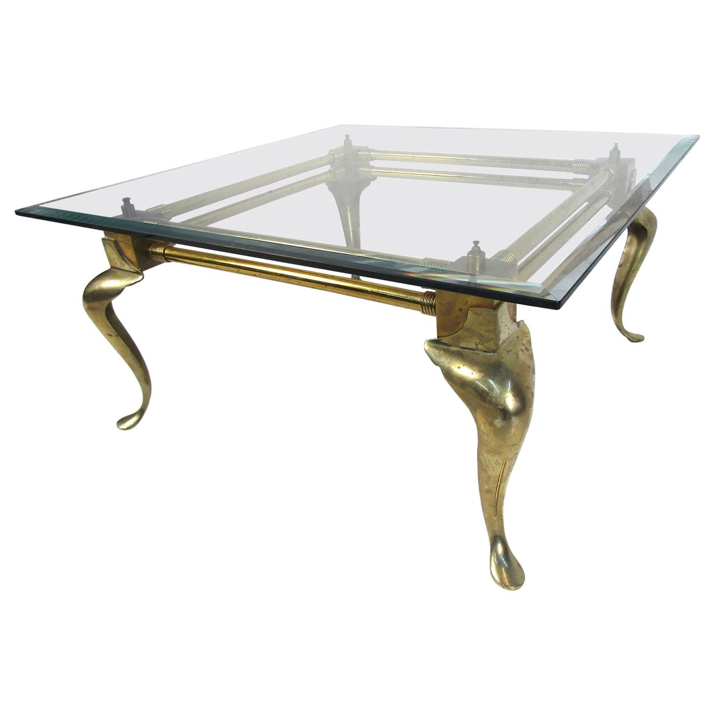 Midcentury Designer Coffee Table in Brass For Sale