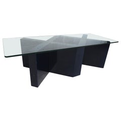 Retro Midcentury Designer Wood and Glass Coffee Table