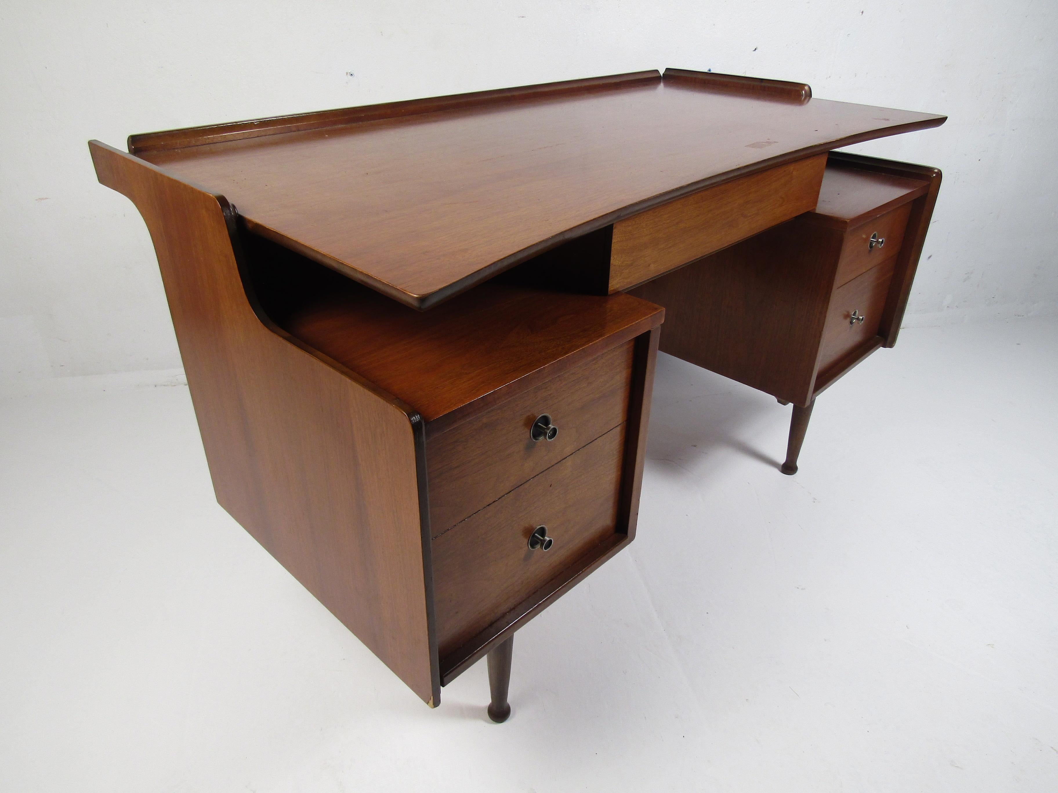 Veneer Midcentury Desk and Chair by Hooker Furniture