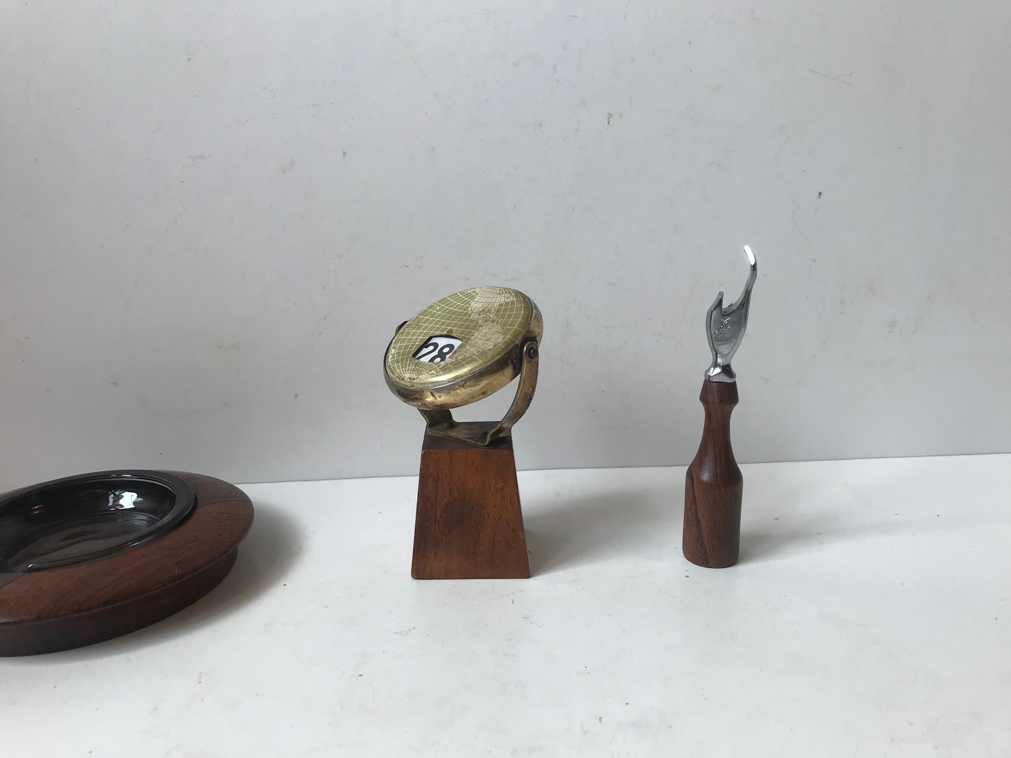 European Midcentury Desk/Bar Accessories, Cigar Cutter, Calendar, Ashtray Etc., 1960s