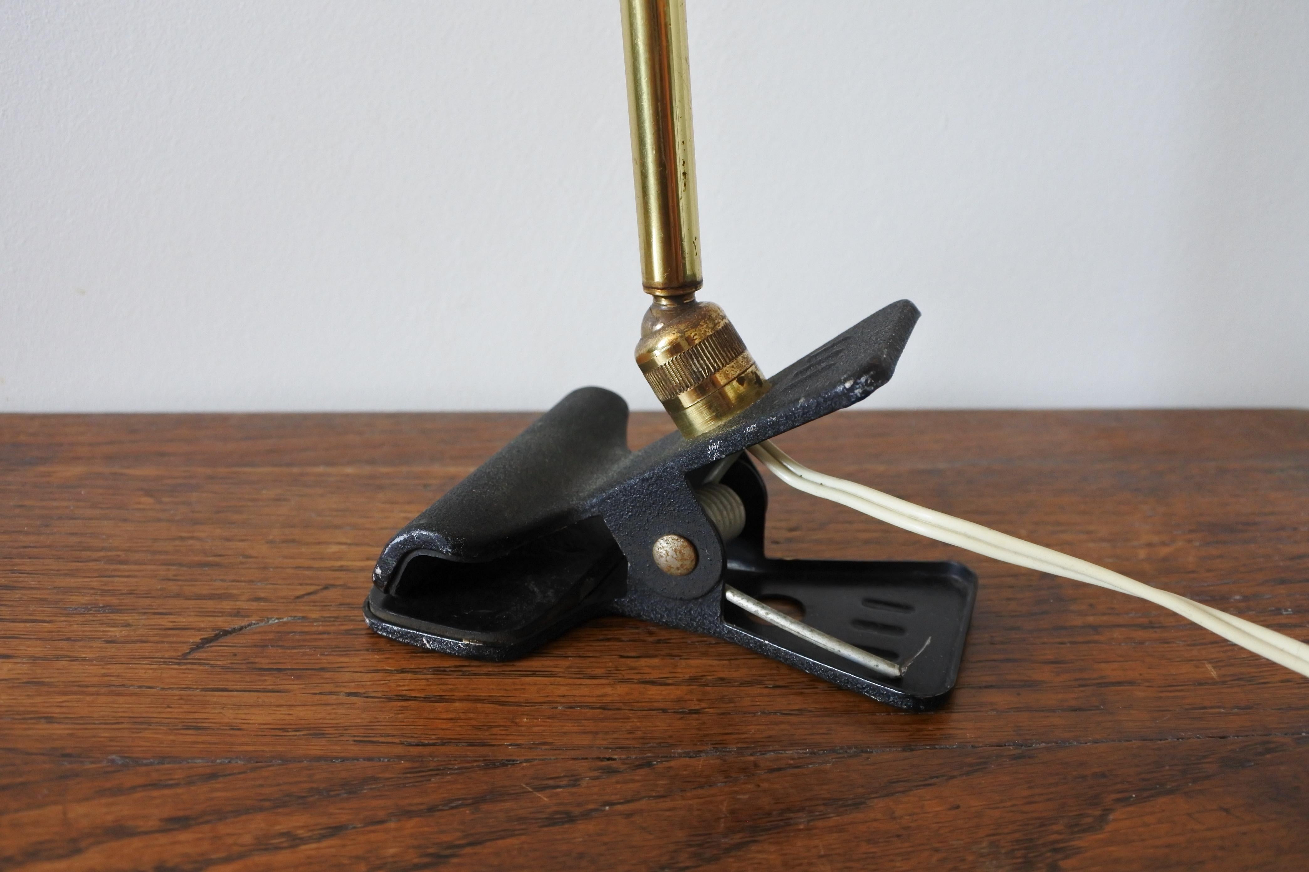 Mid Century Desk Clamp Lamp in Brass & Metal by Giuseppe Ostuni, Italy, 1950s 8