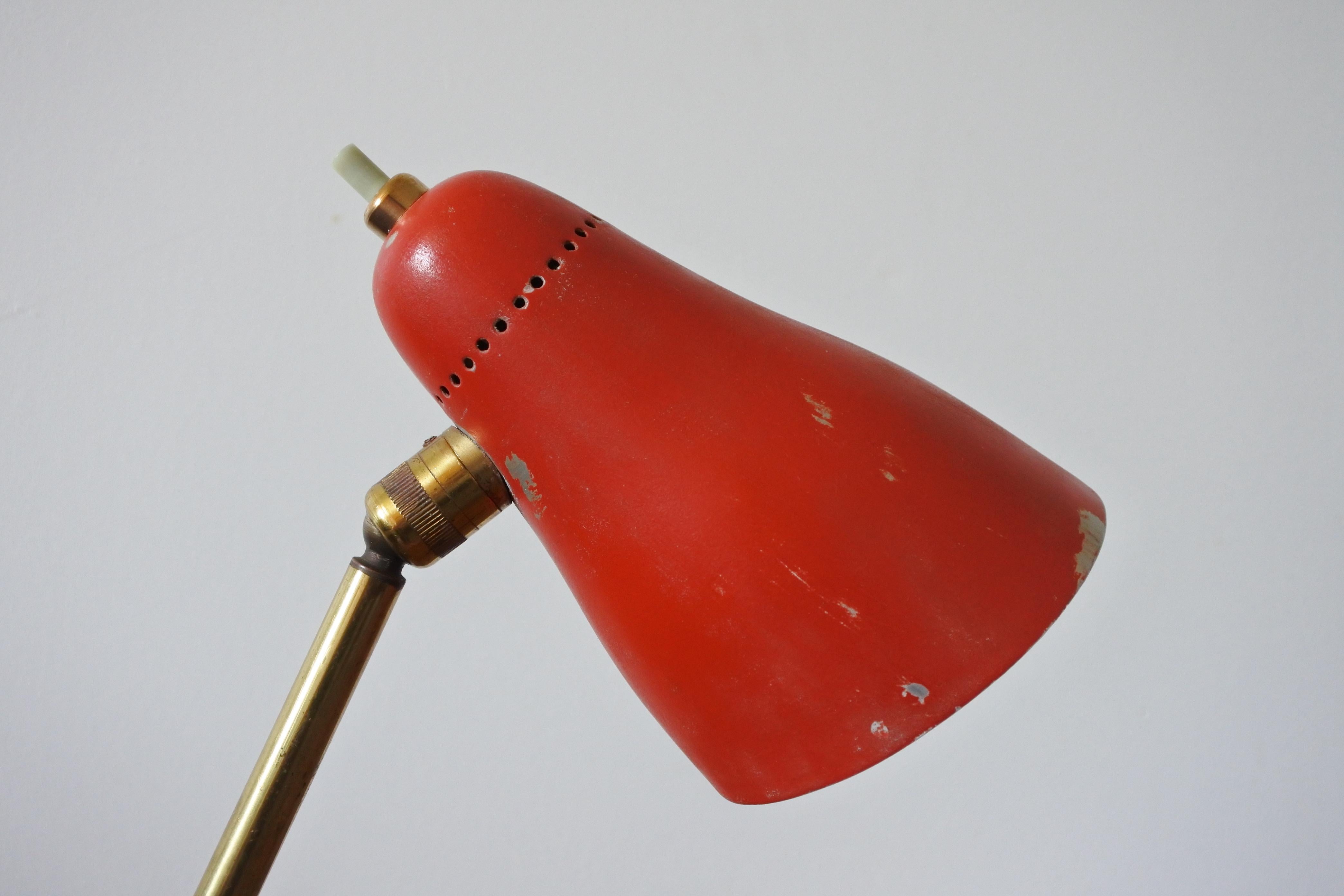 Mid Century Desk Clamp Lamp in Brass & Metal by Giuseppe Ostuni, Italy, 1950s 1