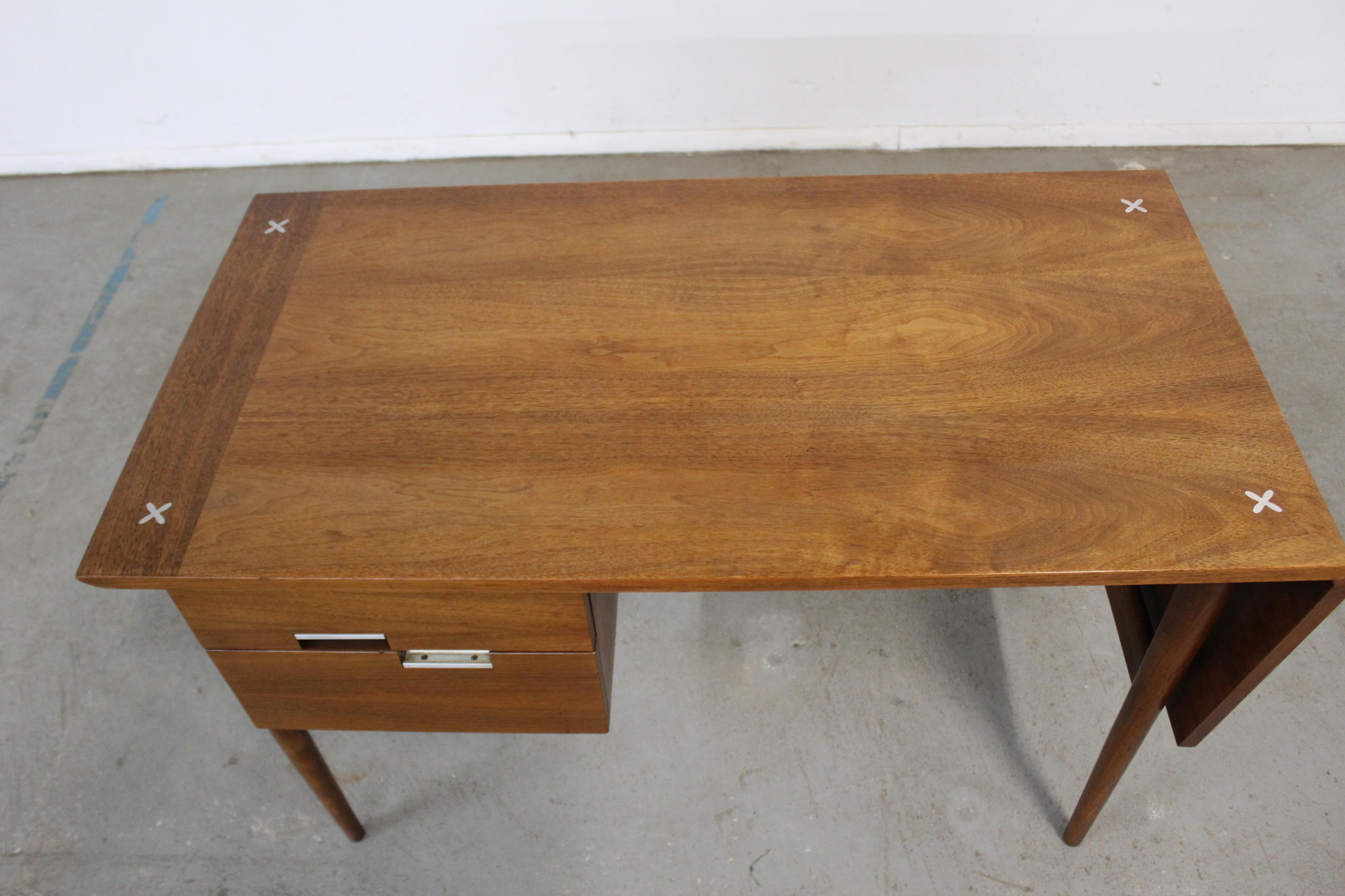 Midcentury Desk Danish Modern Meron Gershun Walnut Drop Side Desk 4