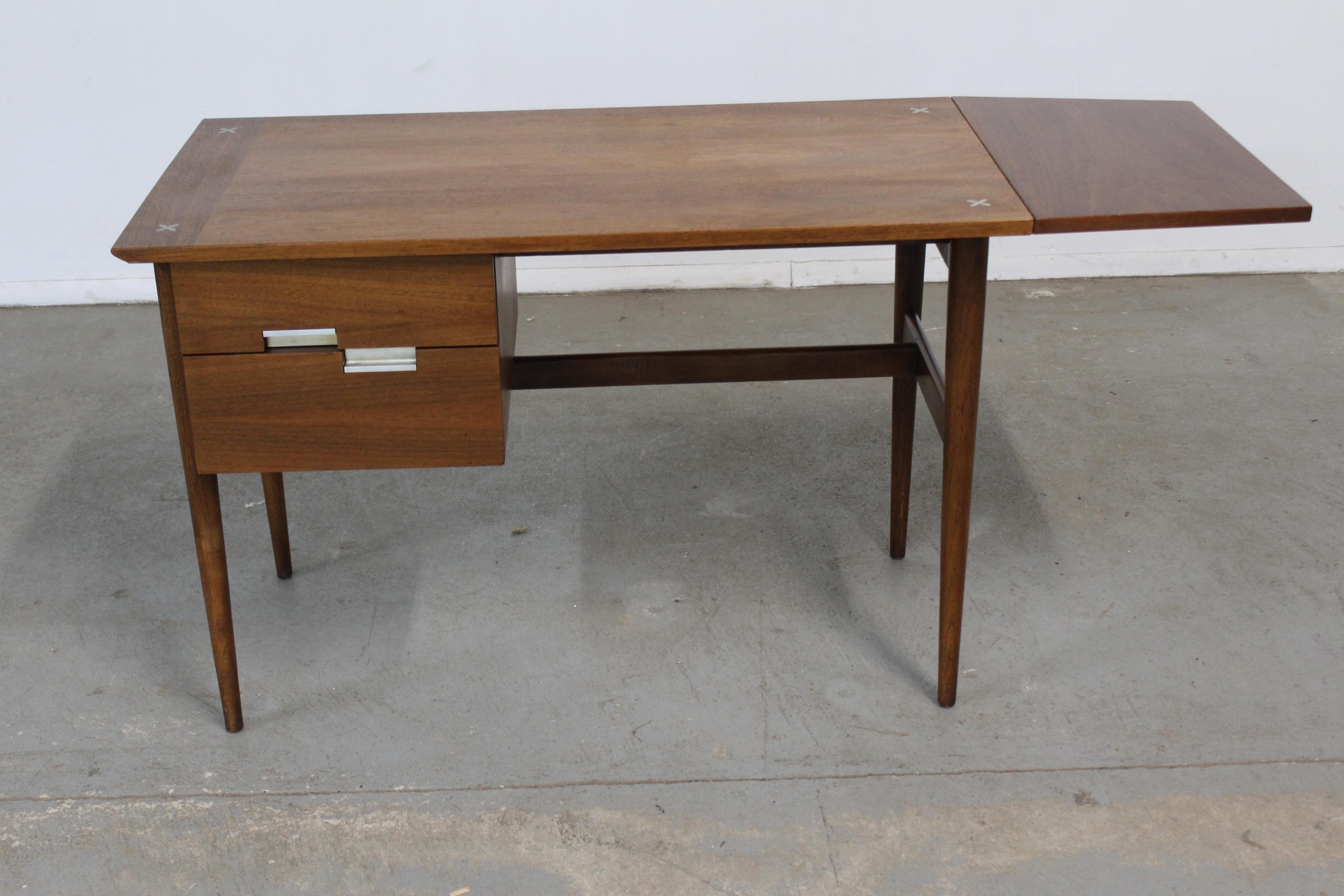 Mid-Century Modern Midcentury Desk Danish Modern Meron Gershun Walnut Drop Side Desk
