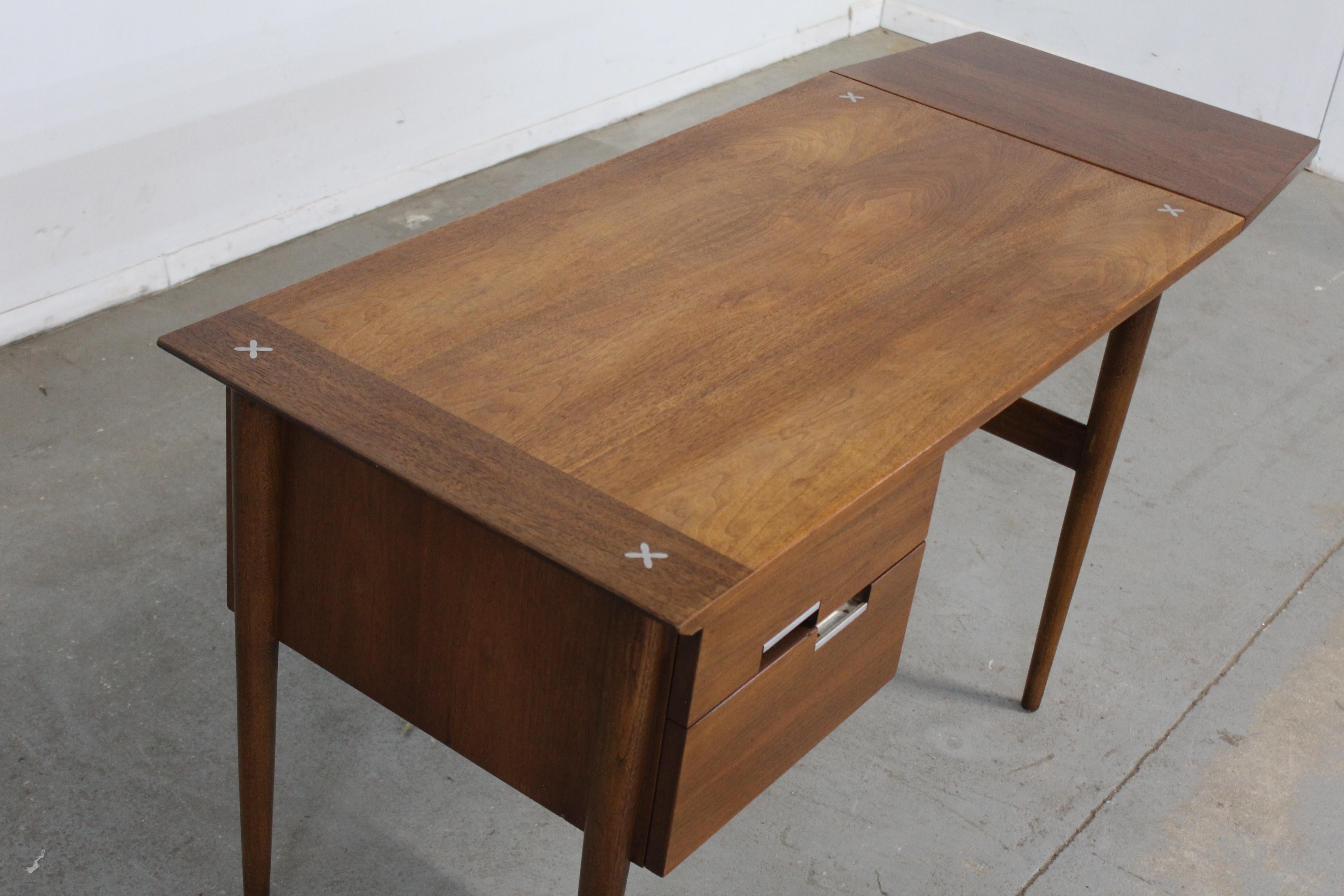 North American Midcentury Desk Danish Modern Meron Gershun Walnut Drop Side Desk
