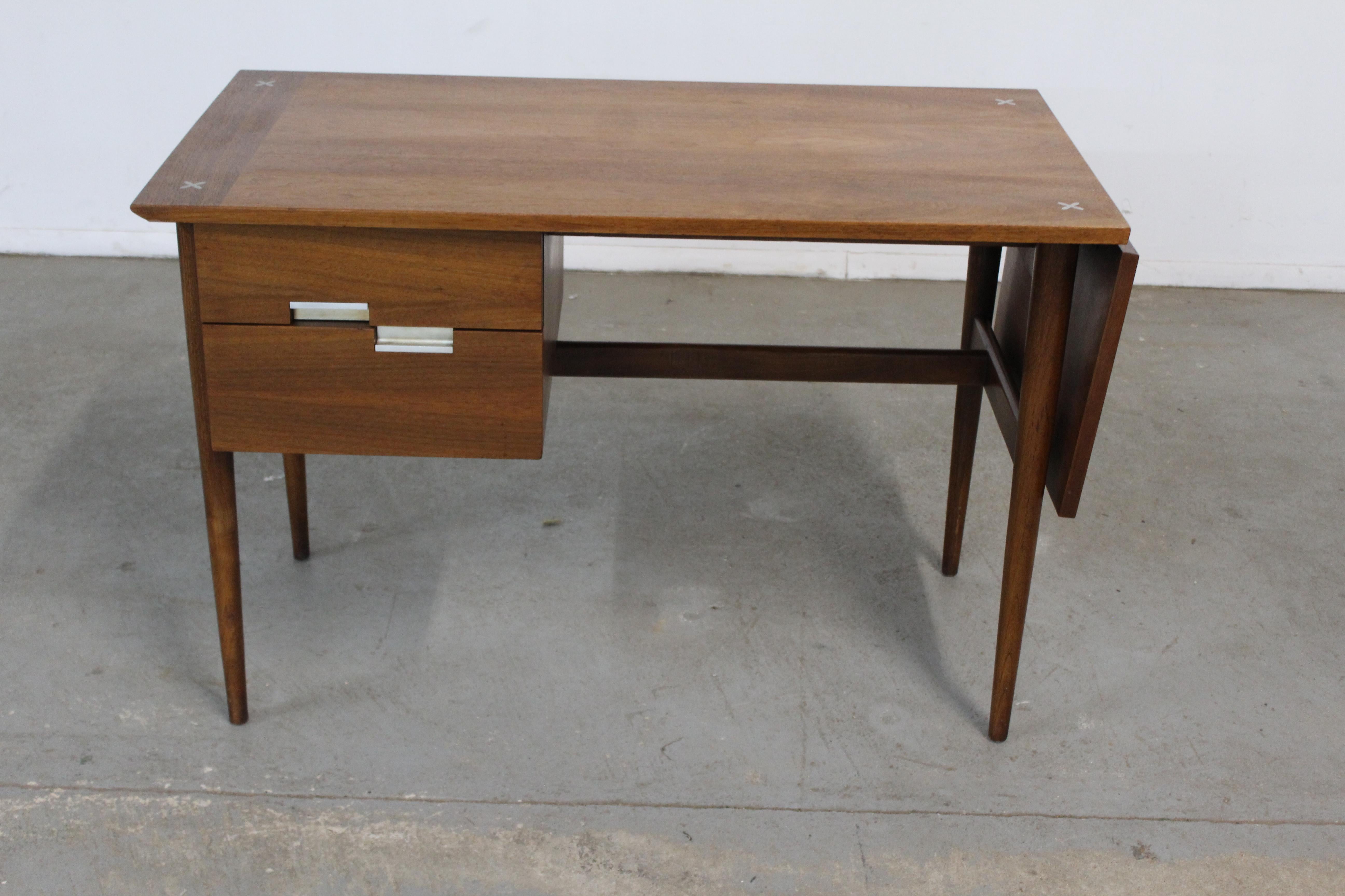Mid-20th Century Midcentury Desk Danish Modern Meron Gershun Walnut Drop Side Desk