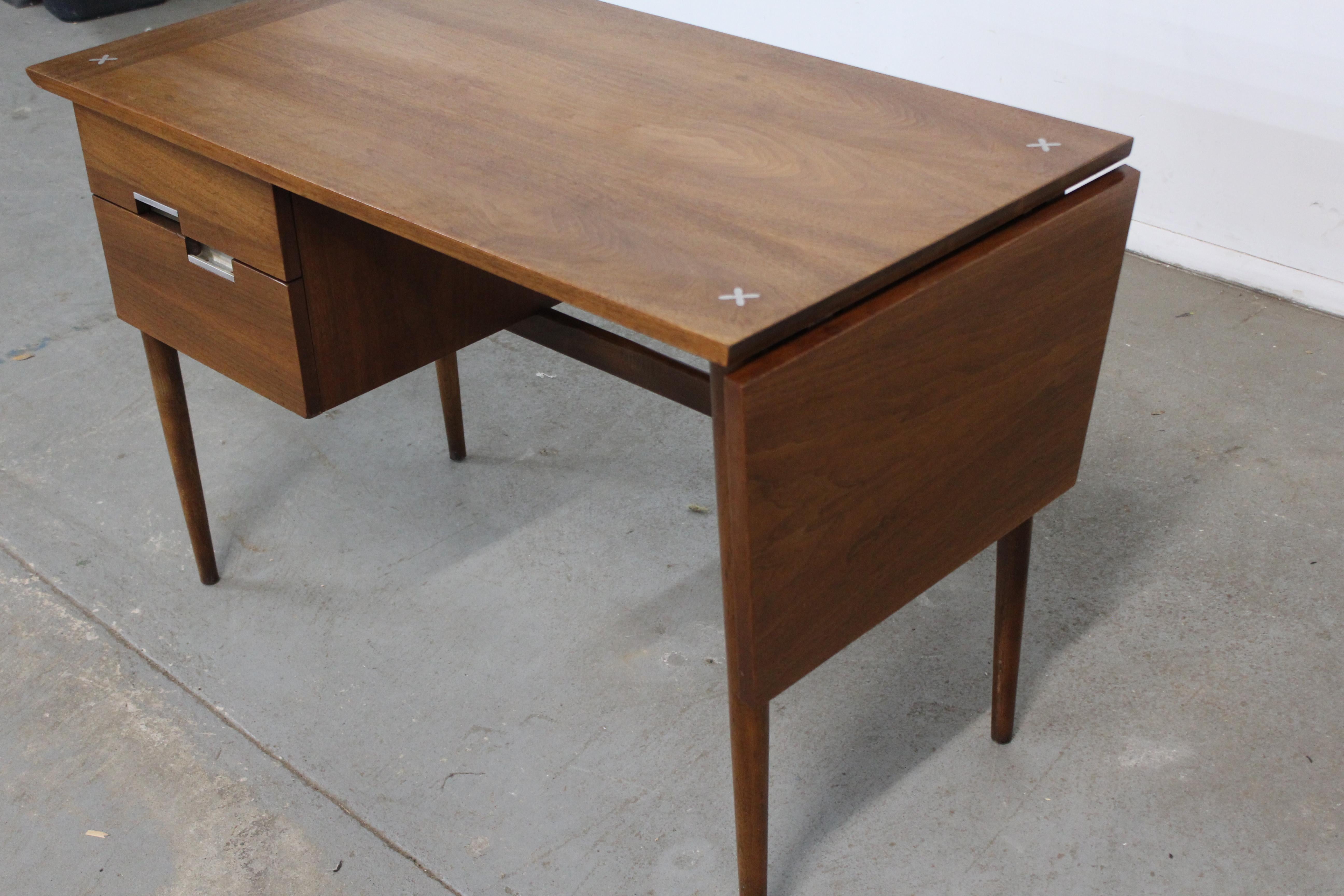 Midcentury Desk Danish Modern Meron Gershun Walnut Drop Side Desk 1