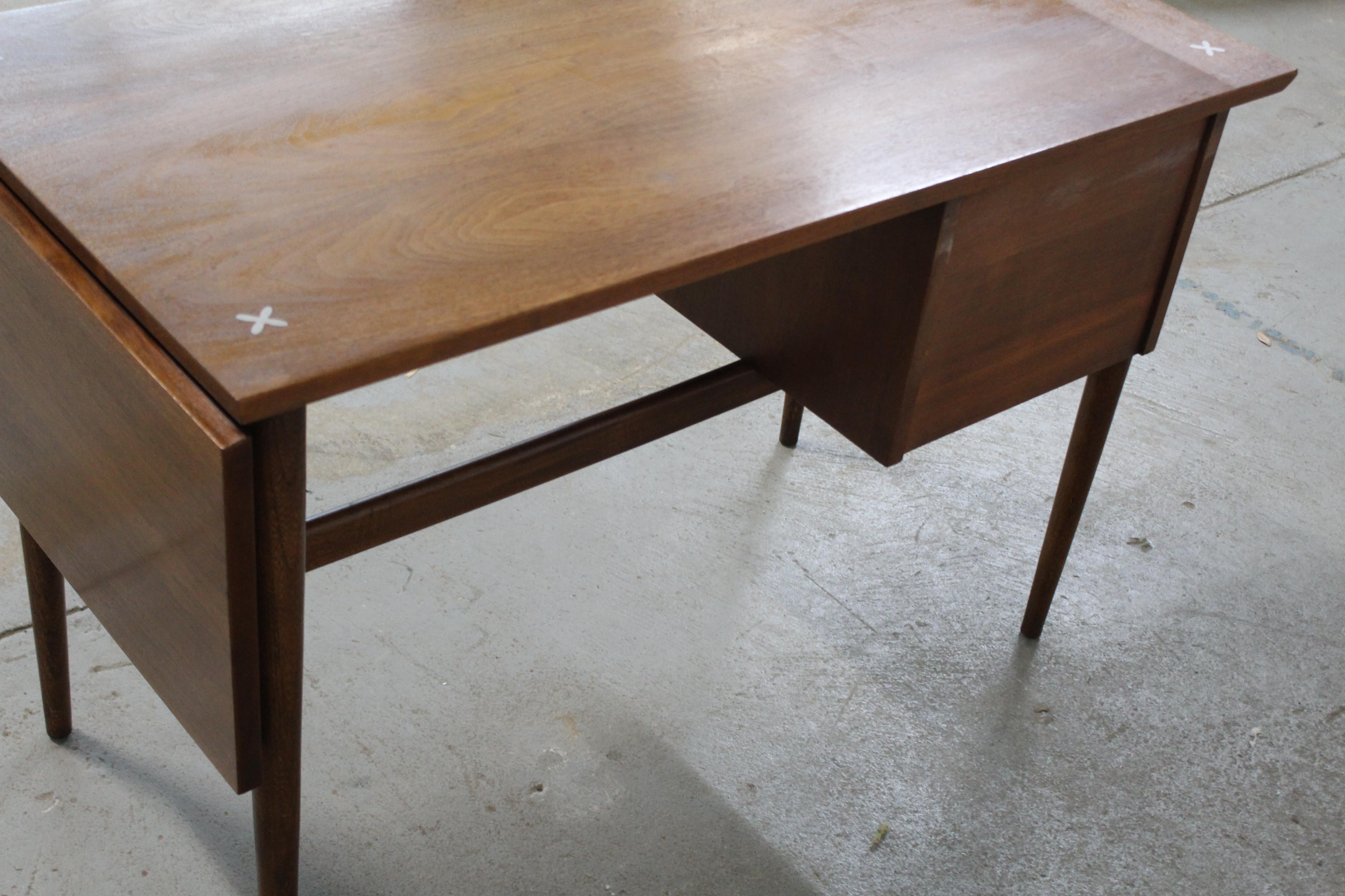 Midcentury Desk Danish Modern Meron Gershun Walnut Drop Side Desk 3