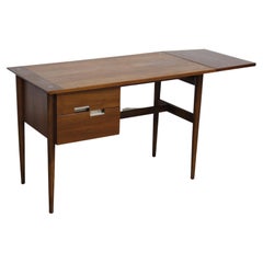 Vintage Midcentury Desk Danish Modern Meron Gershun Walnut Drop Side Desk