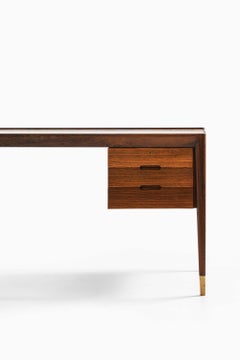 Bureau de style « Mid-Century » en laiton et palissandre, par Erik Riisager Hansen, années 1950