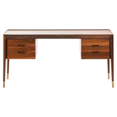 Bureau de style « Mid-Century » en laiton et palissandre, par Erik Riisager Hansen, années 1950
