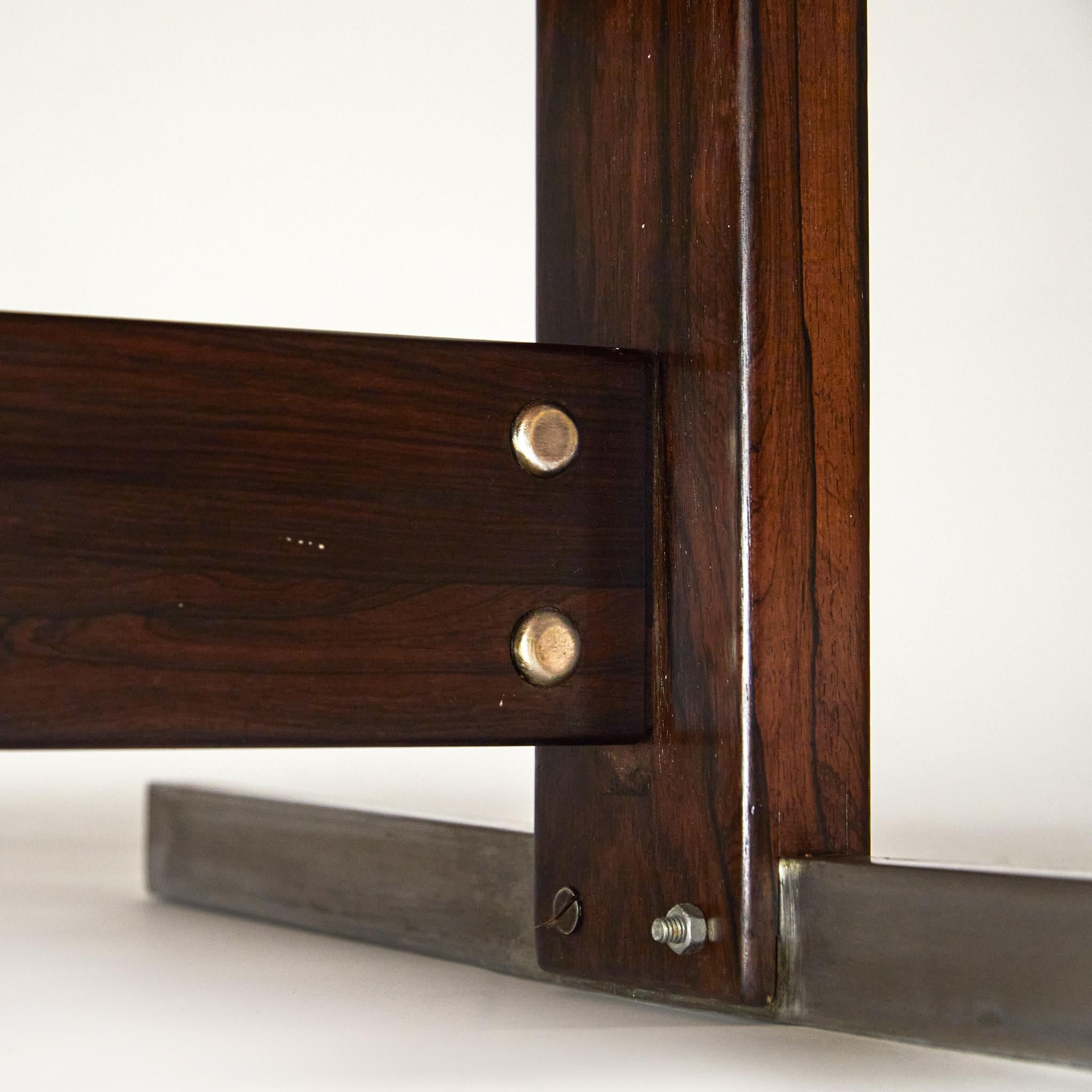 Brazilian Modern Desk in Hardwood & Chrome by Sergio Rodrigues, Brazil, 1965 3