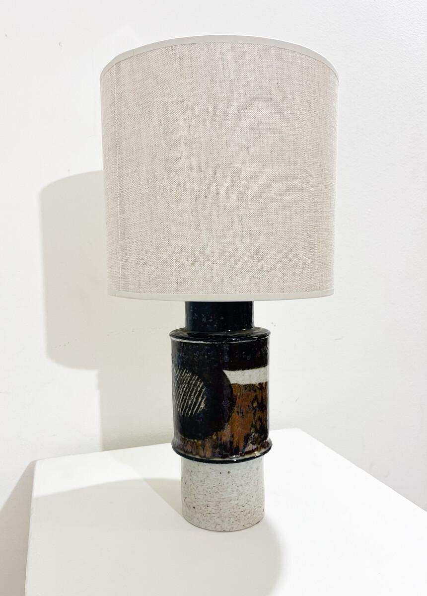 Lampe de bureau du milieu du siècle, grès peint et émaillé par Inger Persson, Suède, années 1960