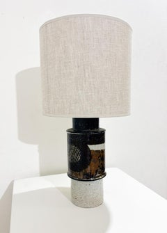 Mid-Century Desk Lamp, Painted and Glazed Stoneware by Inger Persson, 1960s