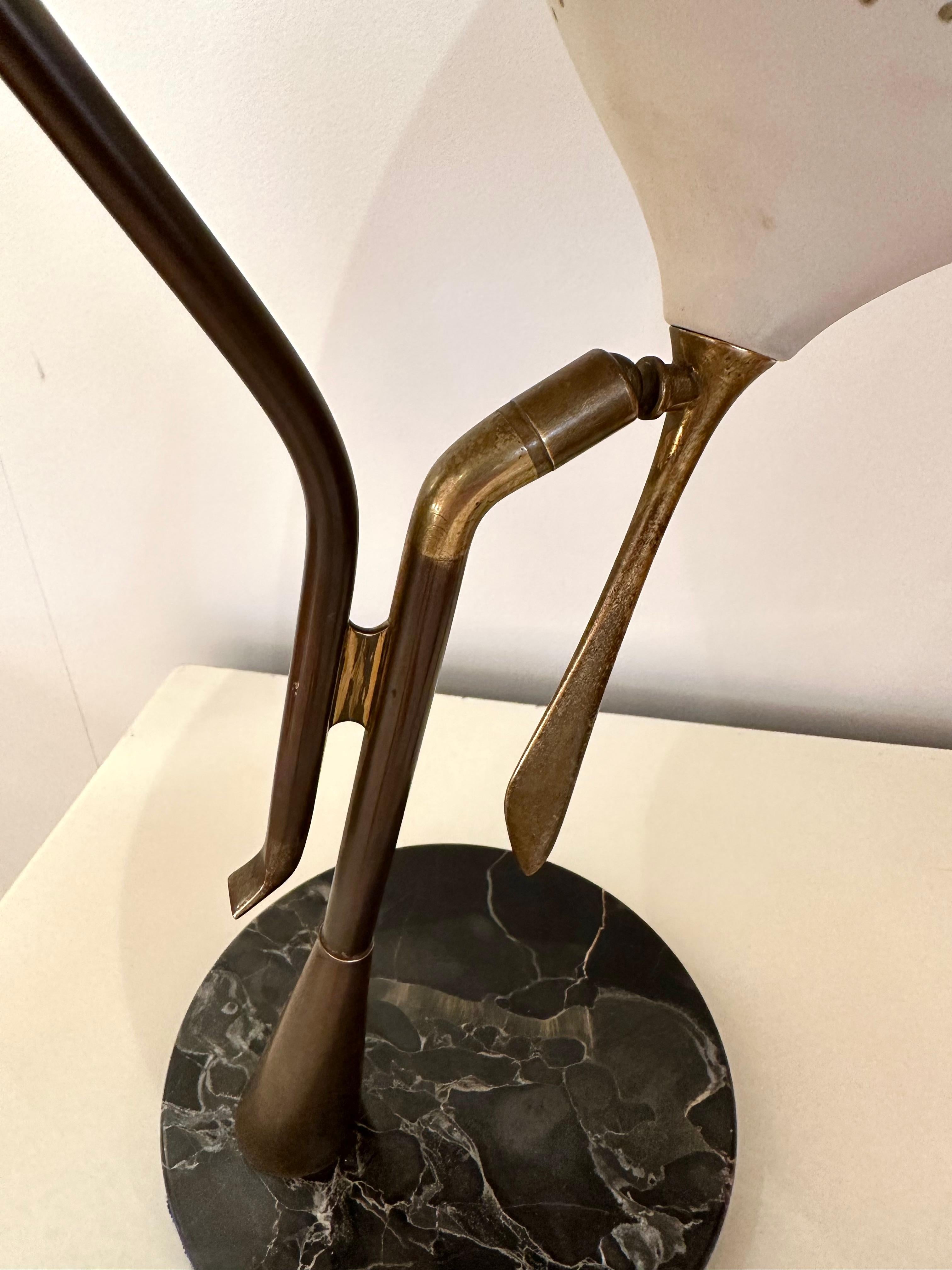 Midcentury Desk Lamp Painted Metal, Brass, Marble by Lumen, Italy, 1950s For Sale 5