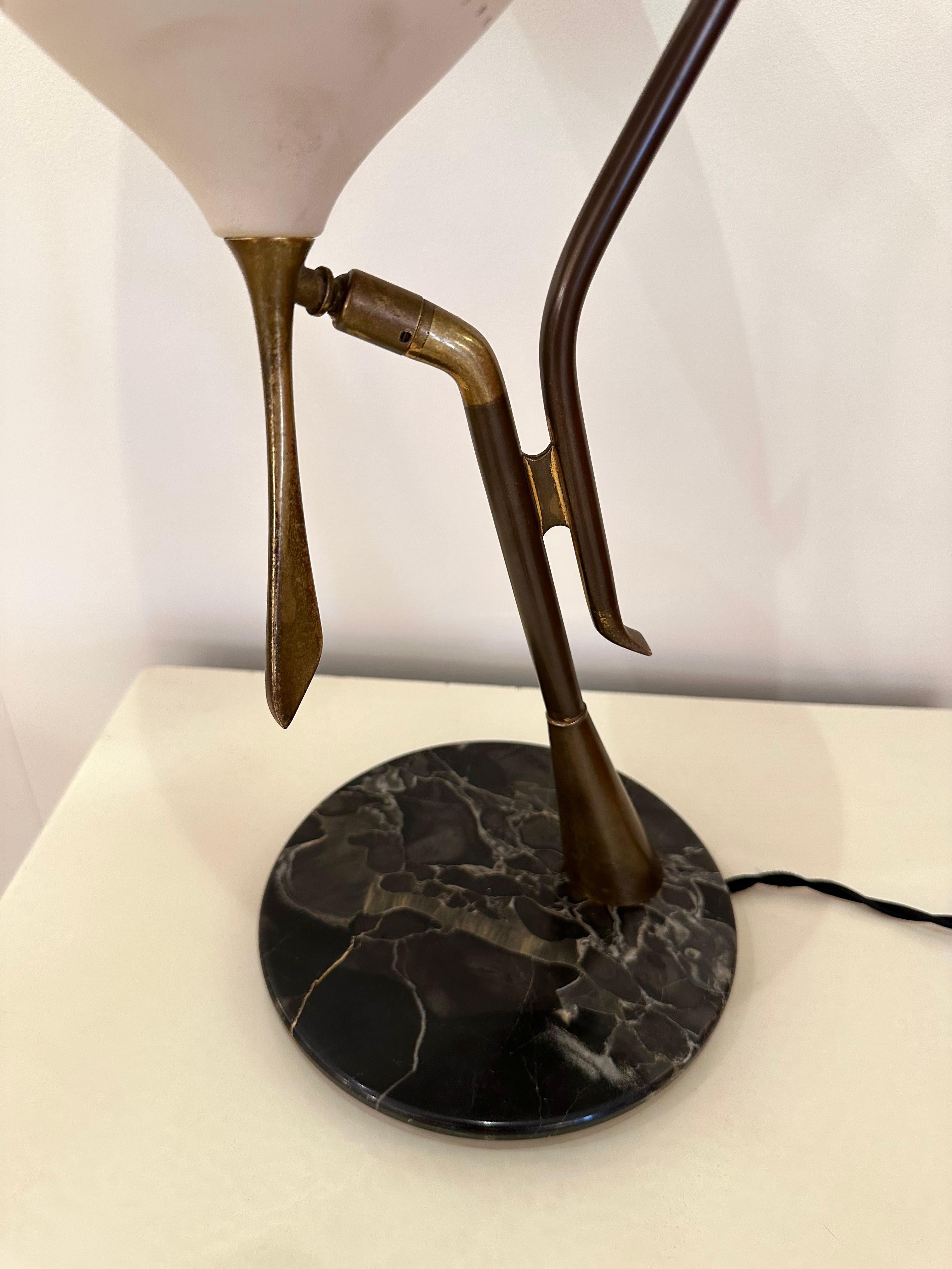 Mid-20th Century Midcentury Desk Lamp Painted Metal, Brass, Marble by Lumen, Italy, 1950s For Sale
