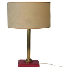 Mid century desk lamp with leather base in the style of J. Adnet, France 1960