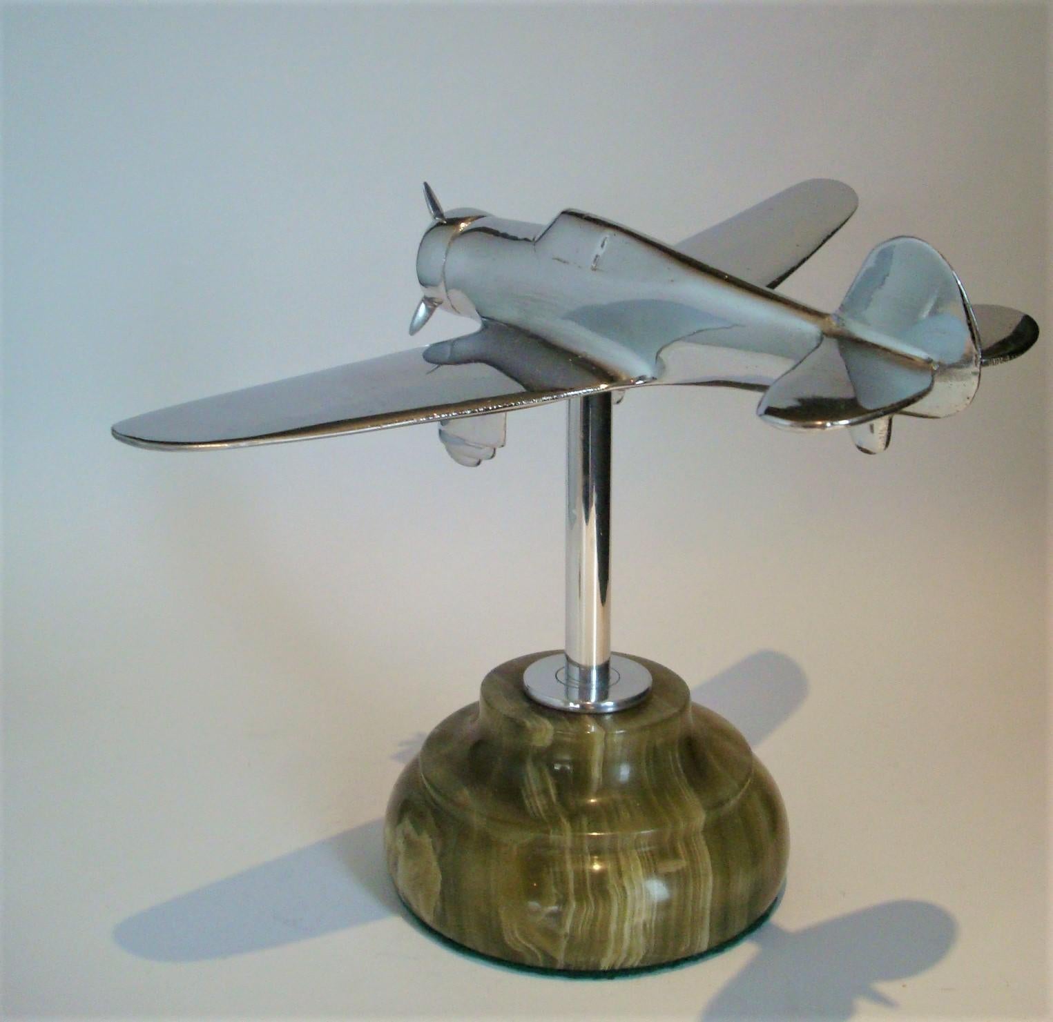 Polished Mid-Century Desk Model Airplane, USA, 1940's For Sale