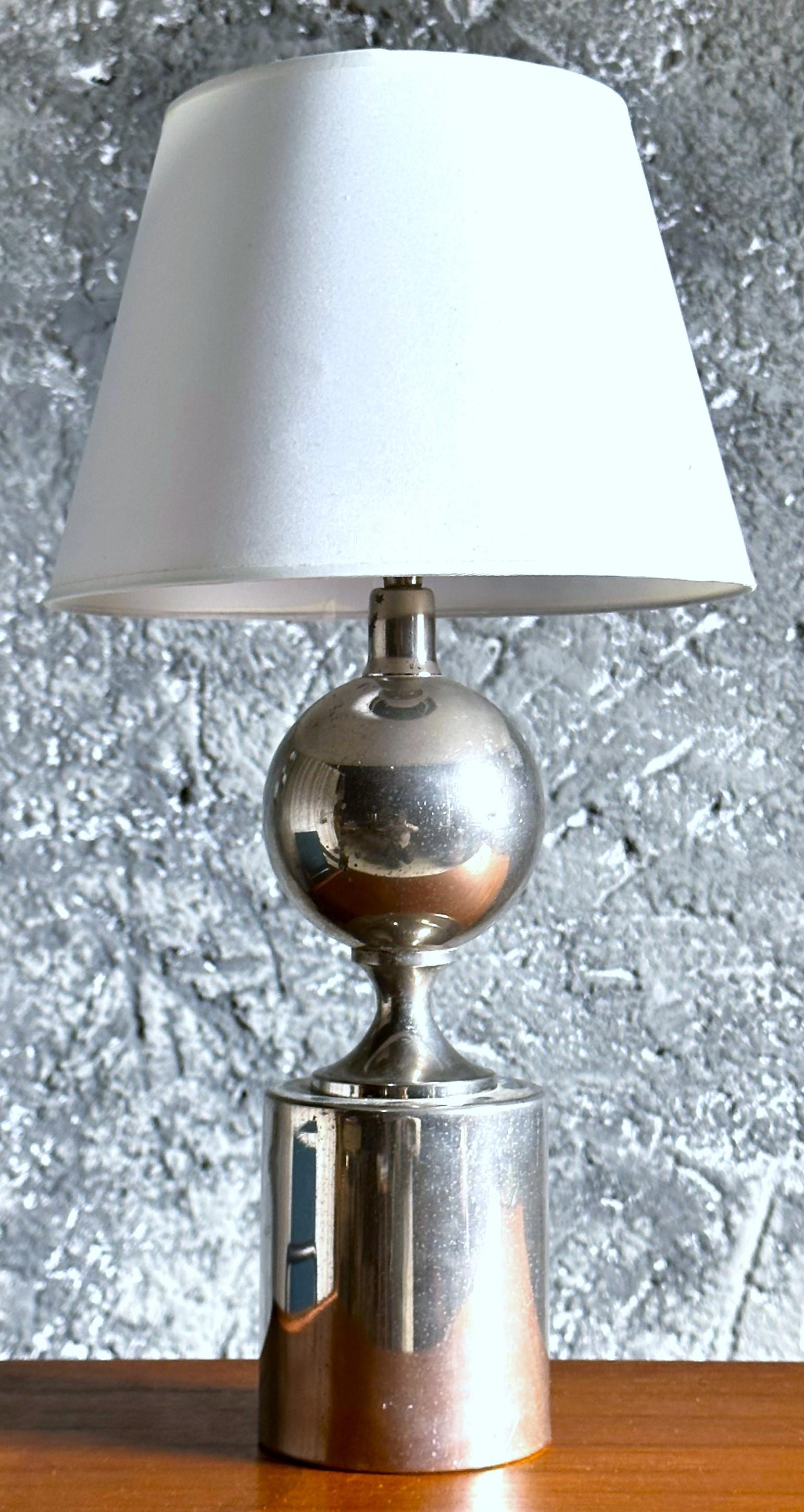 Schreibtisch-Tischlampe aus der Mitte des Jahrhunderts, signiert von Philippe Barbier, Chrom, Frankreich 1960 im Angebot 8