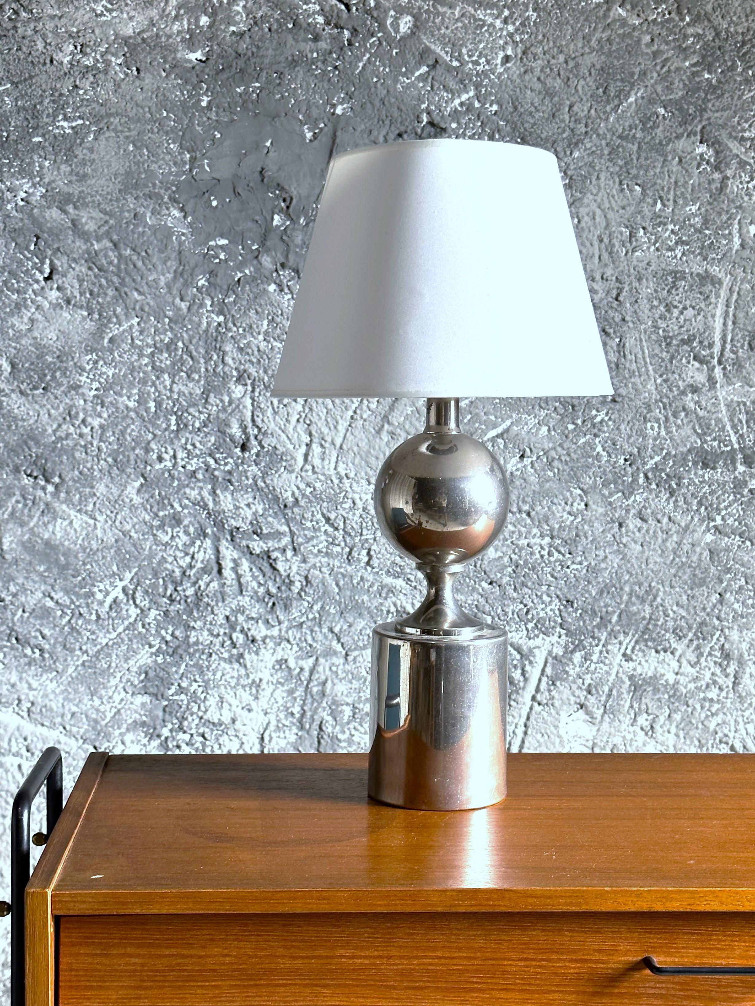 Mid-Century Desk Table Lamp, signed by Philippe Barbier, Chrome, France 1960 In Good Condition For Sale In Saarbruecken, DE