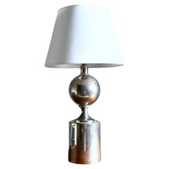 Vintage Mid-Century Desk Table Lamp, signed by Philippe Barbier, Chrome, France 1960