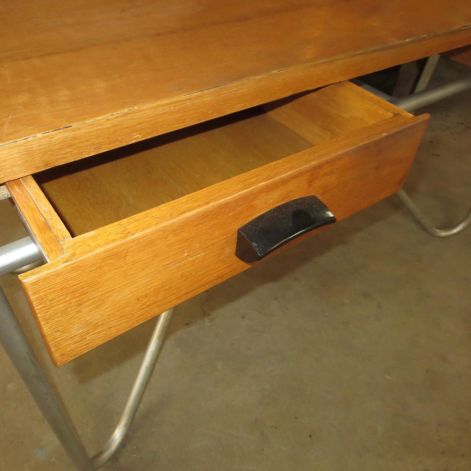 Lacquered Midcentury Desk with Tubular Base Design
