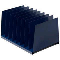 Midcentury Desktop File Holder/ Magazine Rack, Refinished in Midnight Blue