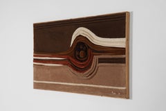 Arazzo da parete in stile Desso di metà secolo, lana trapuntata a mano, toni della terra, 1986