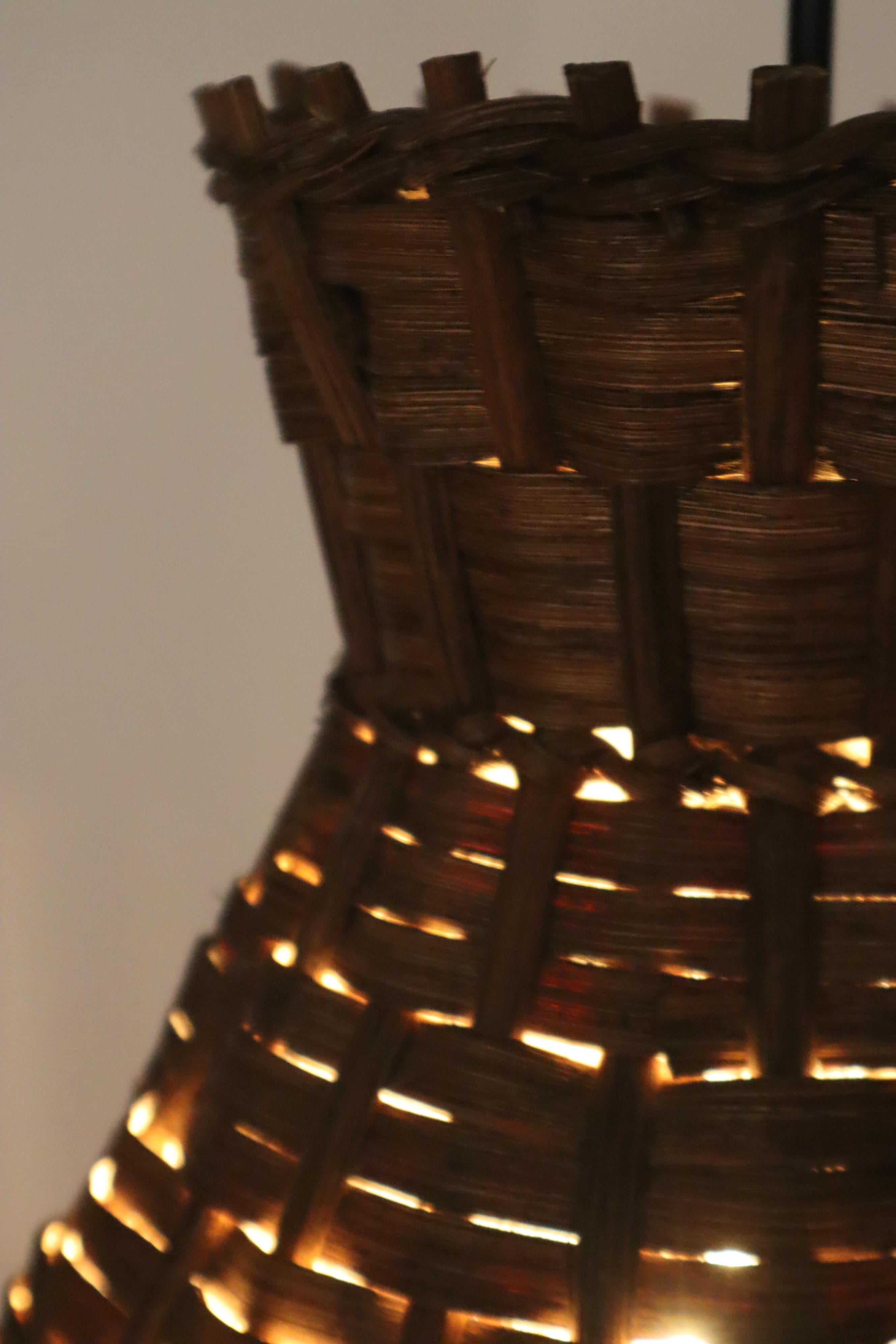 Hand-Crafted Mid-Century Diabolo Wood Hanging Pendant, 1970s For Sale