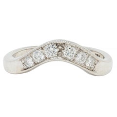 Mid-Century DiaMid-Century Diamond 14 Karat White Gold Vintage Contour Band Ring