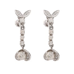 Boucles d'oreilles en or blanc 14K avec diamants du milieu du siècle