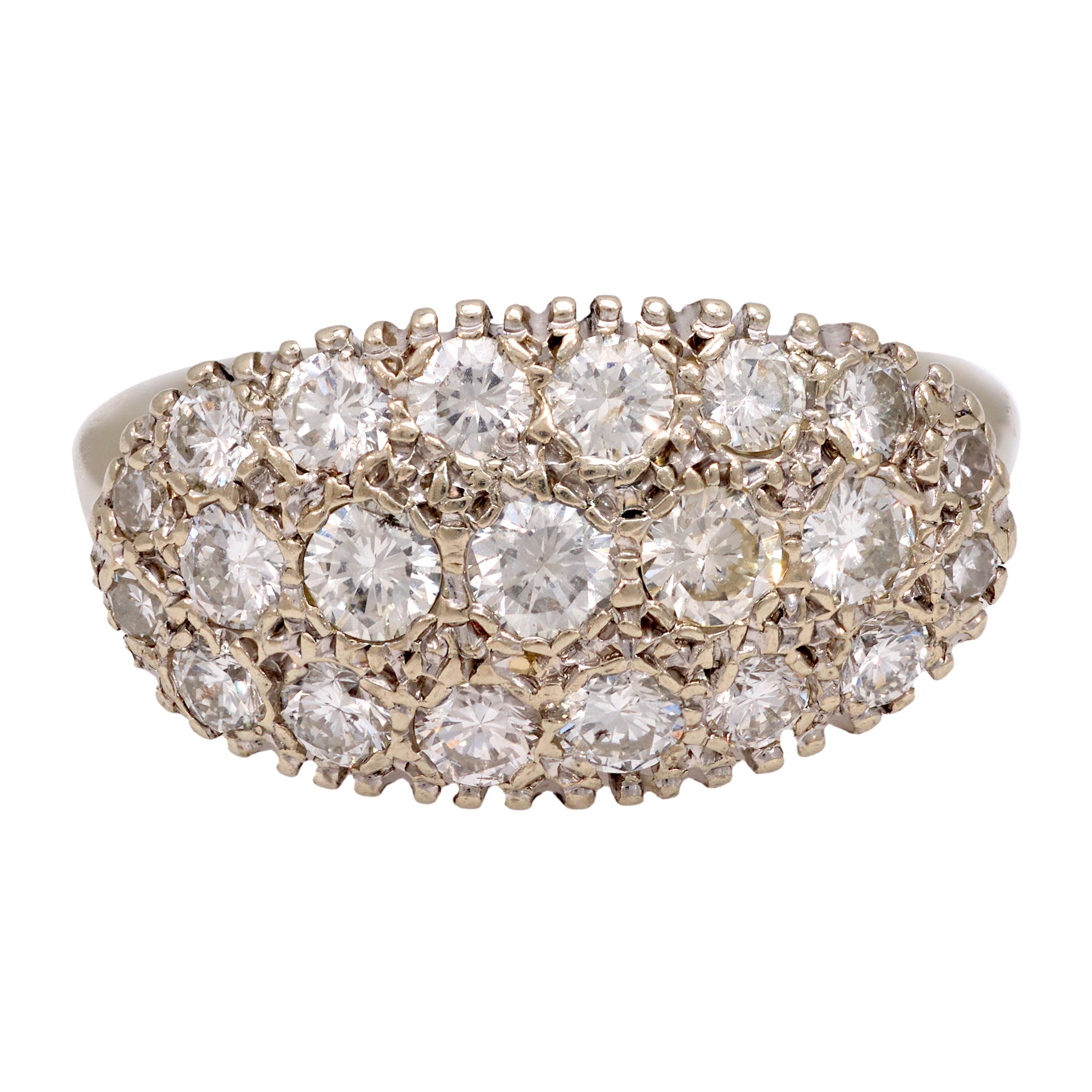 Mid Century diamond 14k white gold ring en Bueno estado para la venta en Beverly Hills, CA