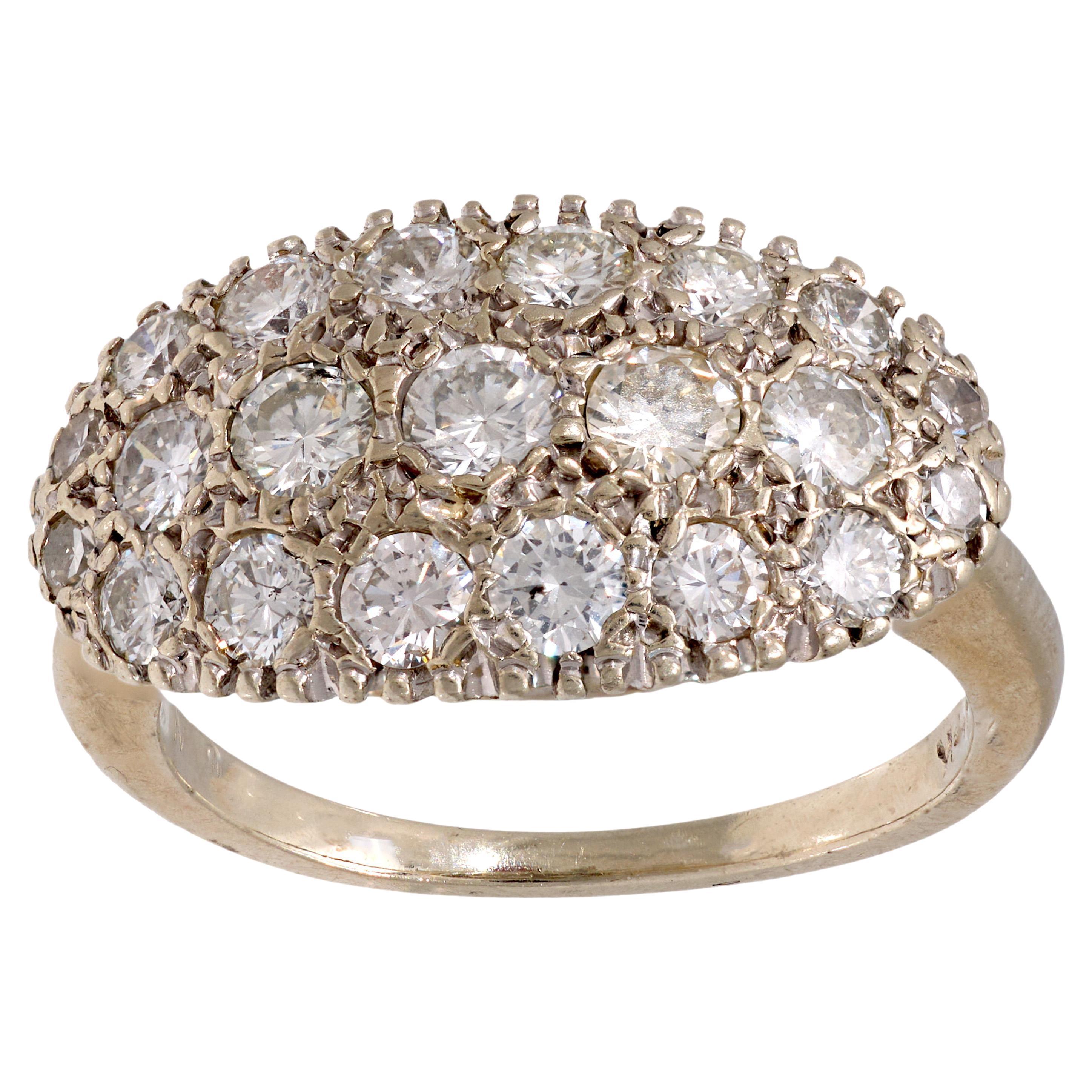 Mid Century diamond 14k white gold ring en venta