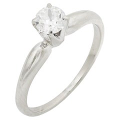 Anello di fidanzamento solitario in oro bianco 14k con diamante del Mid Century
