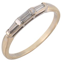 Mid Century diamond 14k white gold stackable wedding band