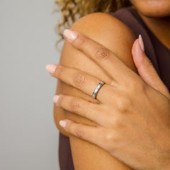 Mid-Century 14k White Gold Baguette Diamond Wedding Band, 1960s