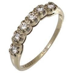 Mid Century diamond 14k white gold wedding band