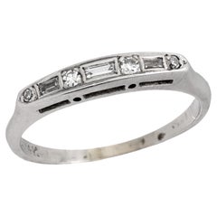 Mid Century diamond 14k white gold wedding band
