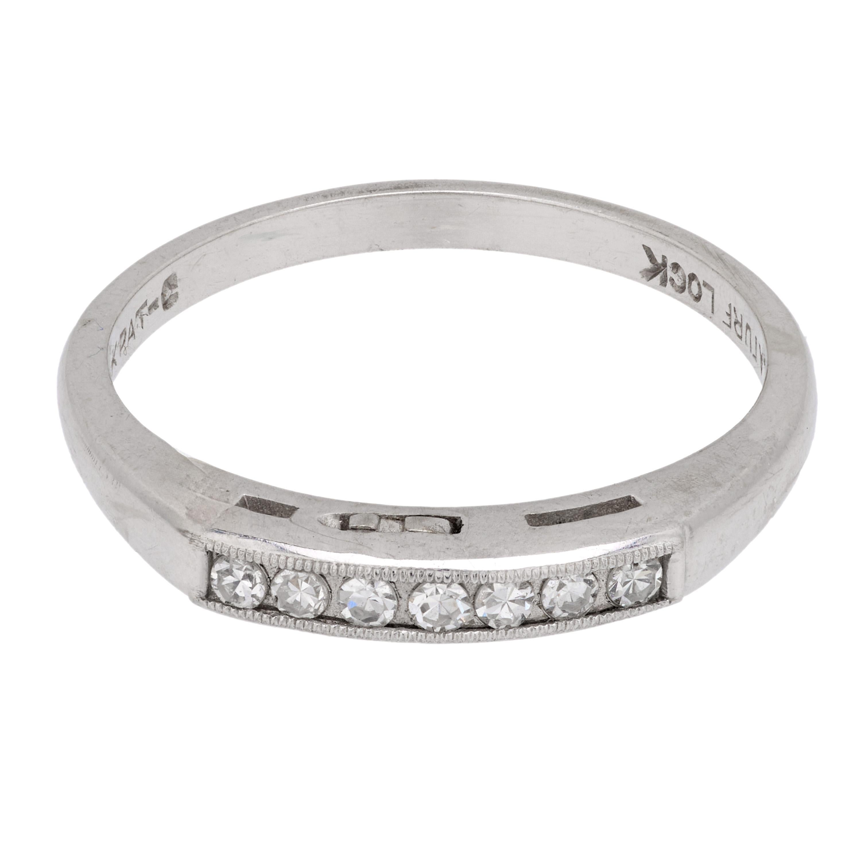 Modern Mid Century diamond 14k white gold wedding ring For Sale