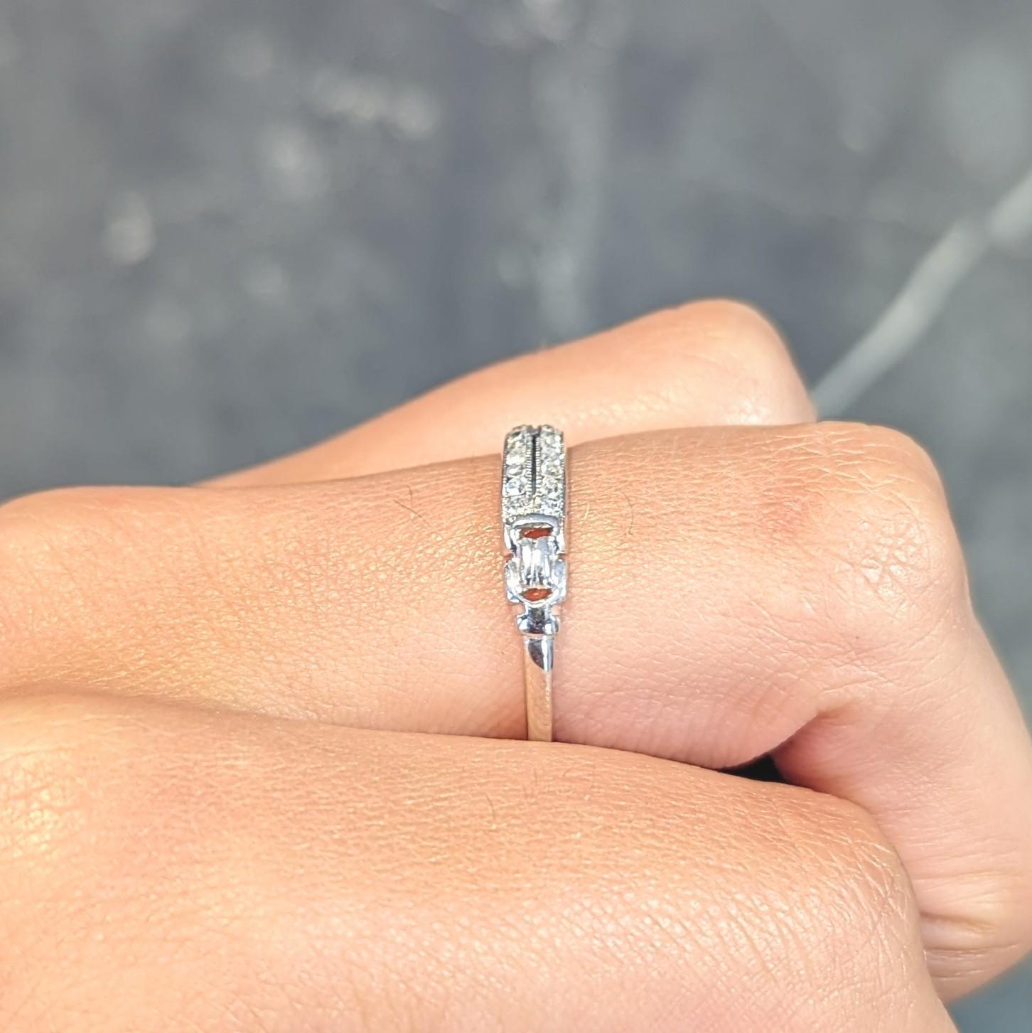Mid-Century Diamond 18 Karat White Gold Double Row Vintage Buckle Band Ring For Sale 6