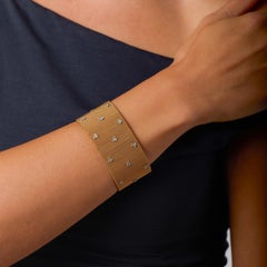 Mid-Century diamond 18k gold mesh starburst bracelet