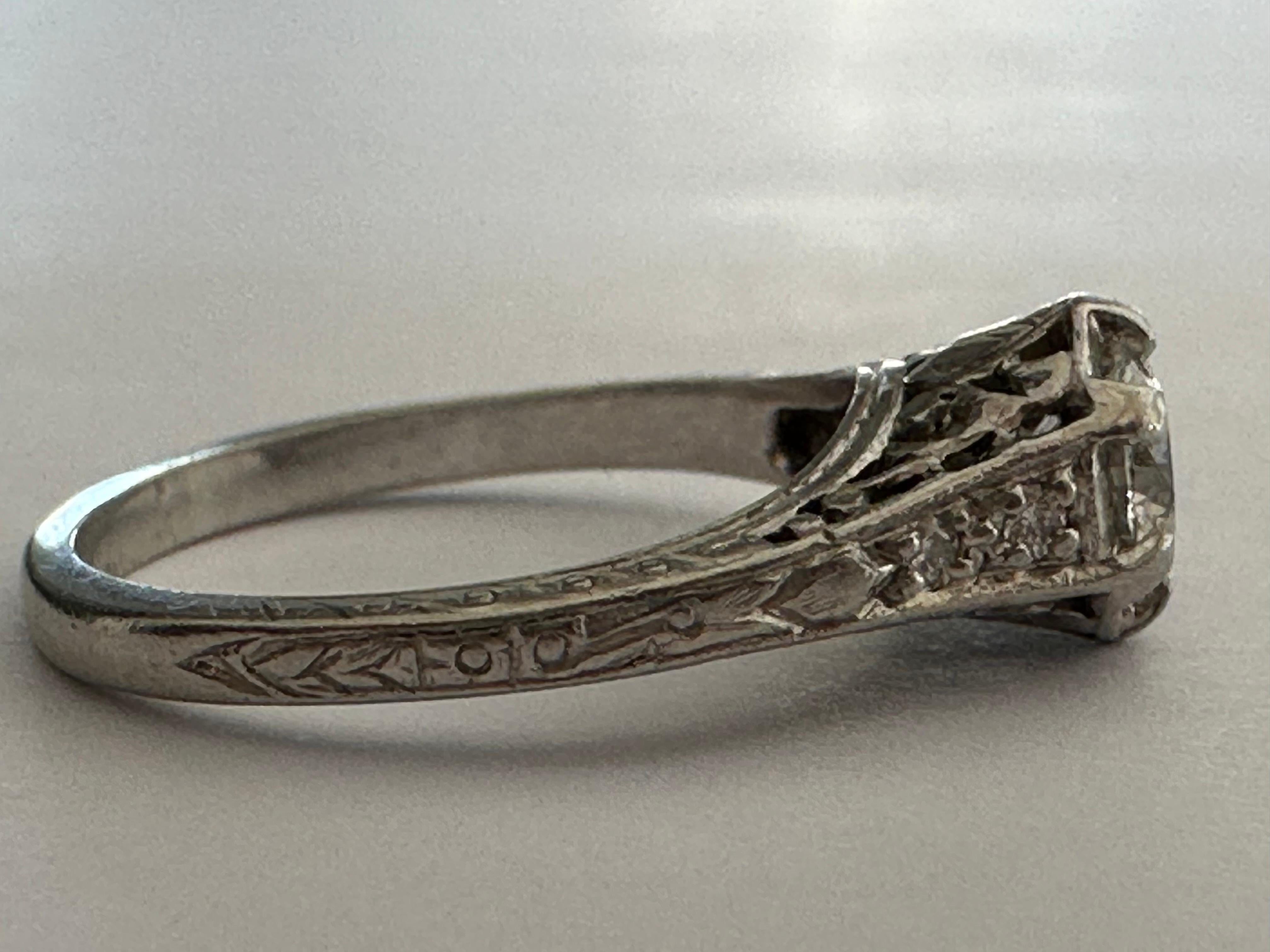 Brilliant Cut Mid-Century Diamond and Filigree Ring  For Sale