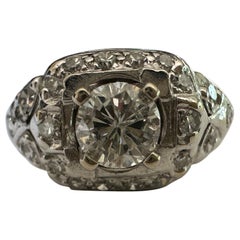 Verlobungsring aus Diamant und Platin aus der Mitte des Jahrhunderts