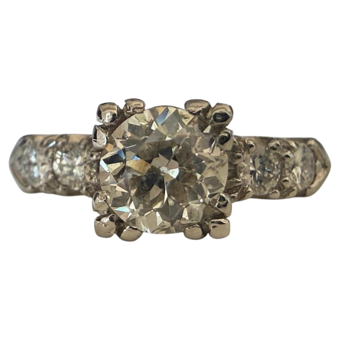 Mid-Century Diamond and Platinum Engagement Ring